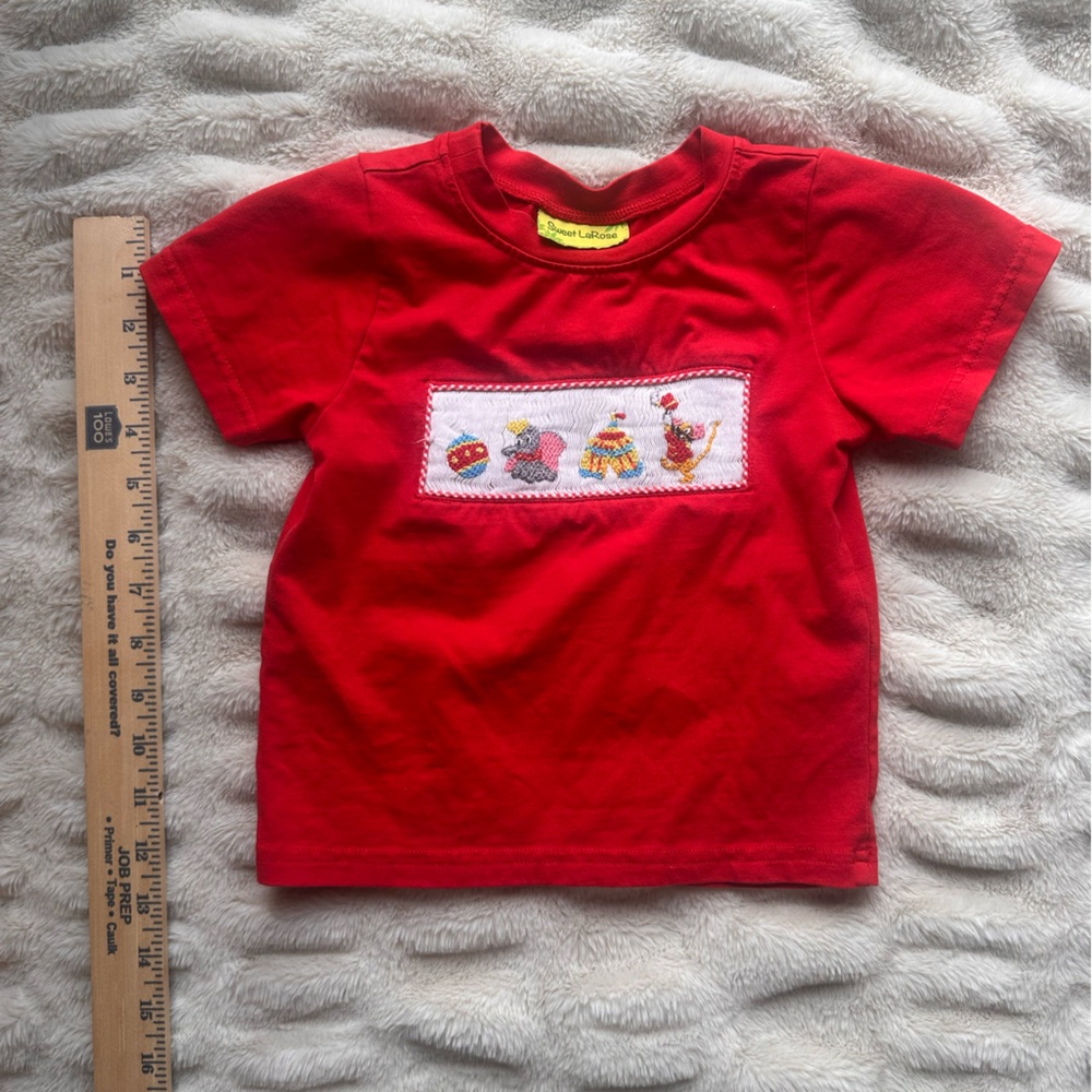 Red Smocked Circus/Dumbo/Mouse Kids T-Shirt